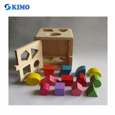 China factory children wooden shape sorter block box kids wooden educational toy KM1317